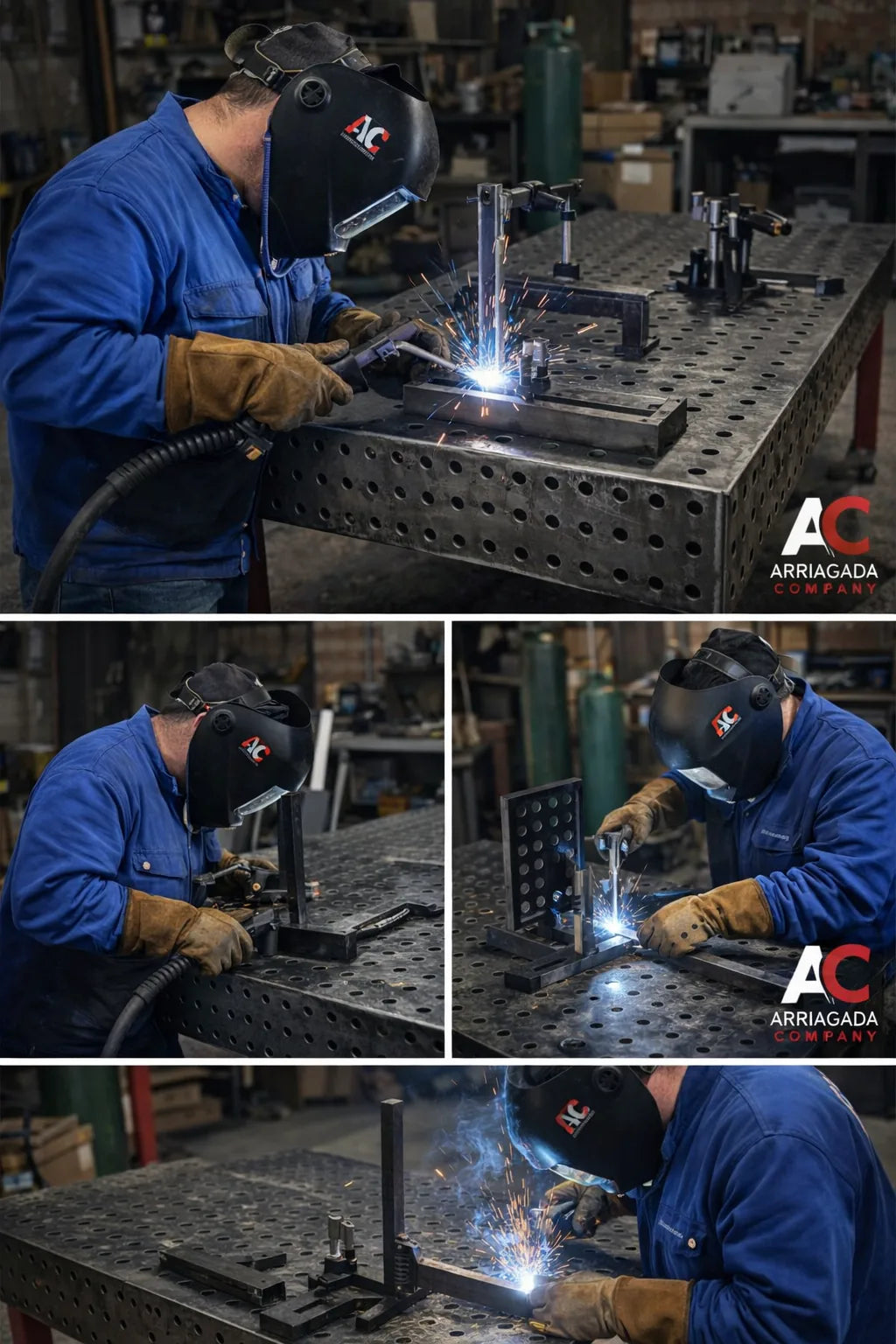 Mesa soldadura perforada