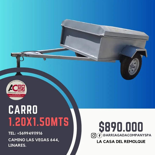 Carro de arrastre con tapa 1,2x1.5 500kg