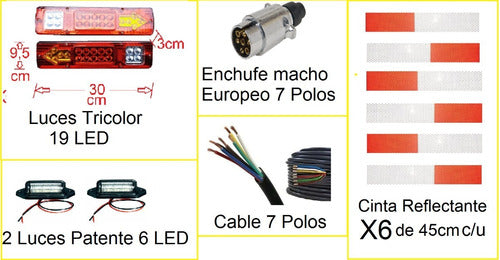 Kit De Luces Led Flecha Para Carro De Arrastre 12v Cabl 8mts