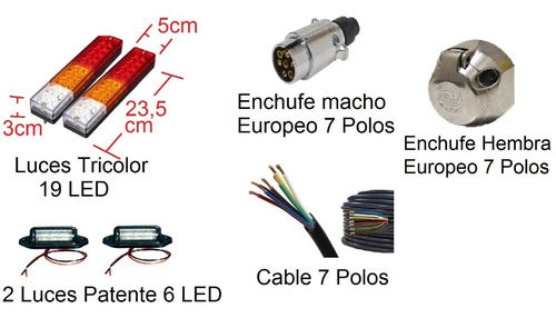 Kit De Luces Led Para Carro De Arrastre  8 Mts De Cable